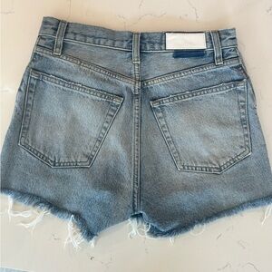 Re/Done High Waist Denim Shorts - Light Blue